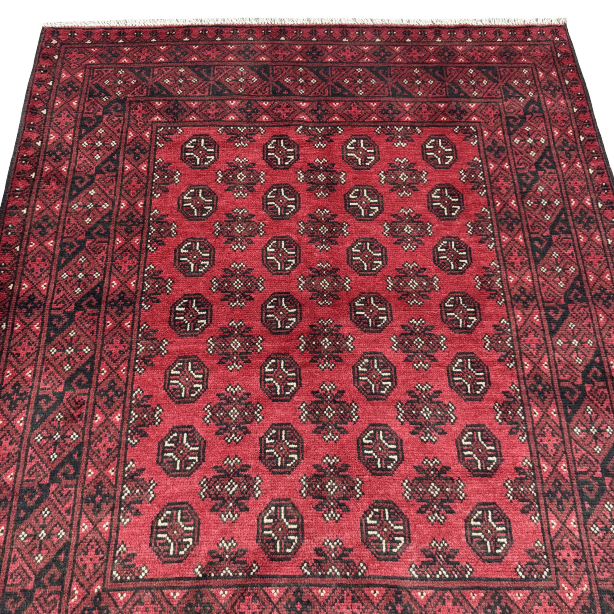 188 x 154 cm Hand-Knotted Afghan Bokhara Akche Rug