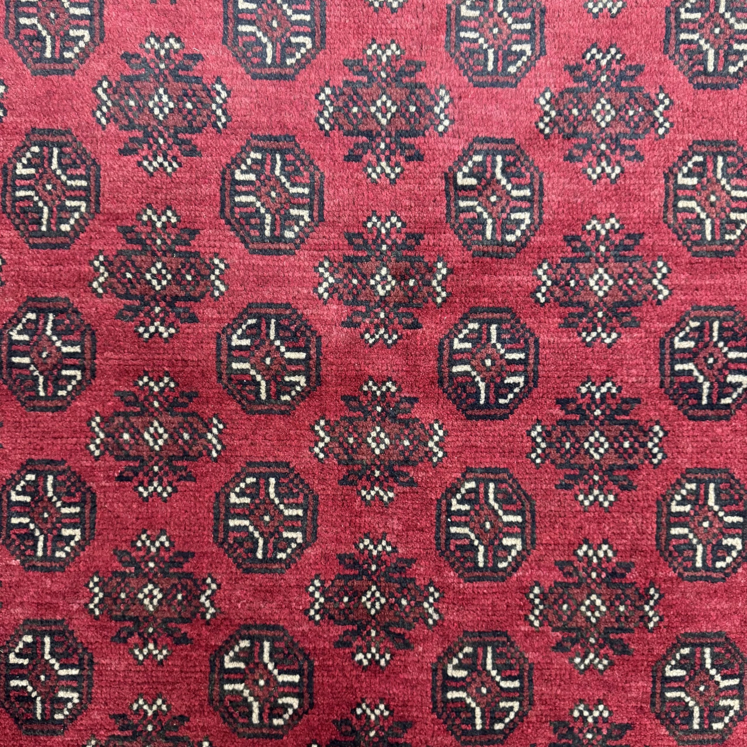 188 x 154 cm Hand-Knotted Afghan Bokhara Akche Rug