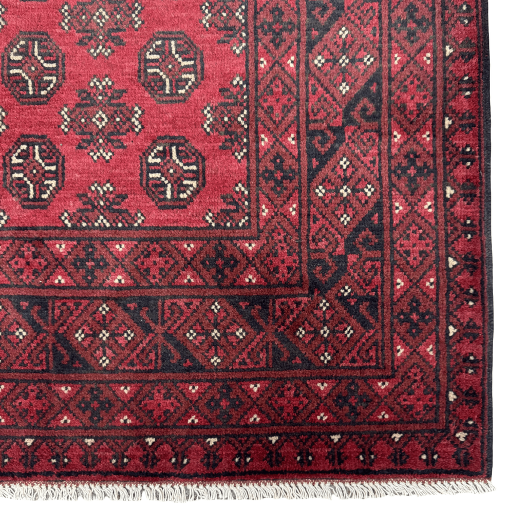 188 x 154 cm Hand-Knotted Afghan Bokhara Akche Rug