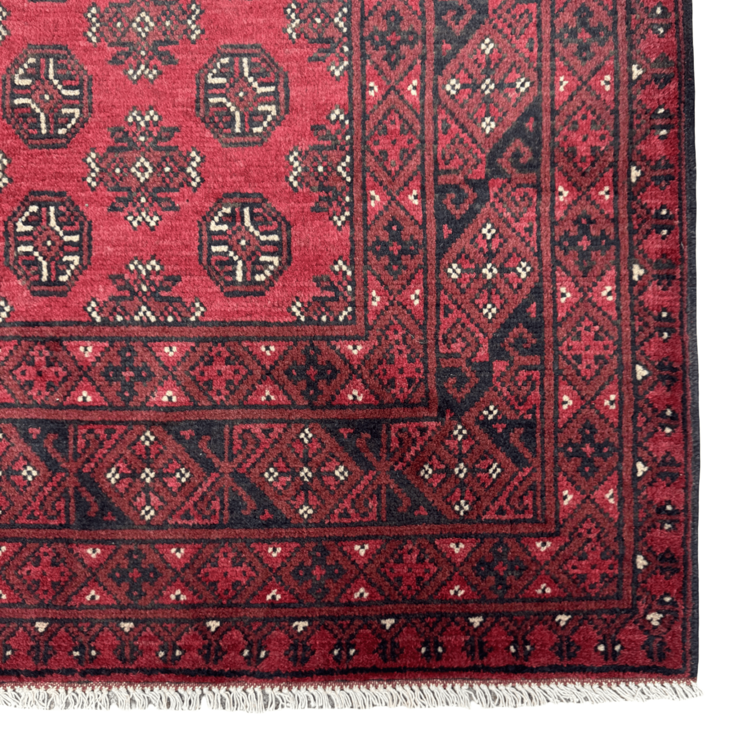188 x 154 cm Hand-Knotted Afghan Bokhara Akche Rug