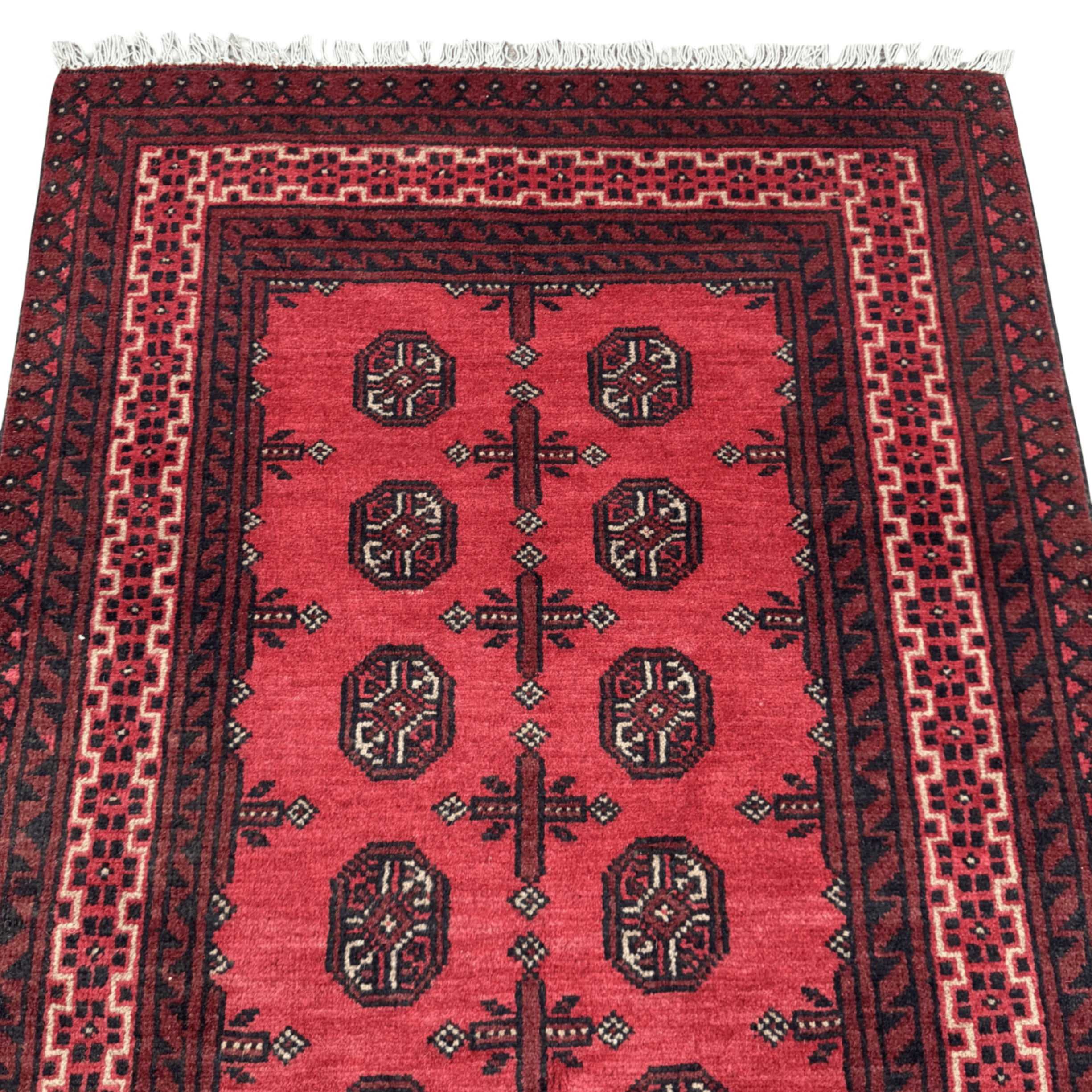 197 x 100 cm Hand-Knotted Afghan Bokhara Akche Rug