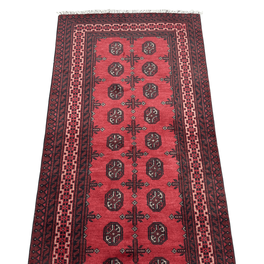 197 x 100 cm Hand-Knotted Afghan Bokhara Akche Rug