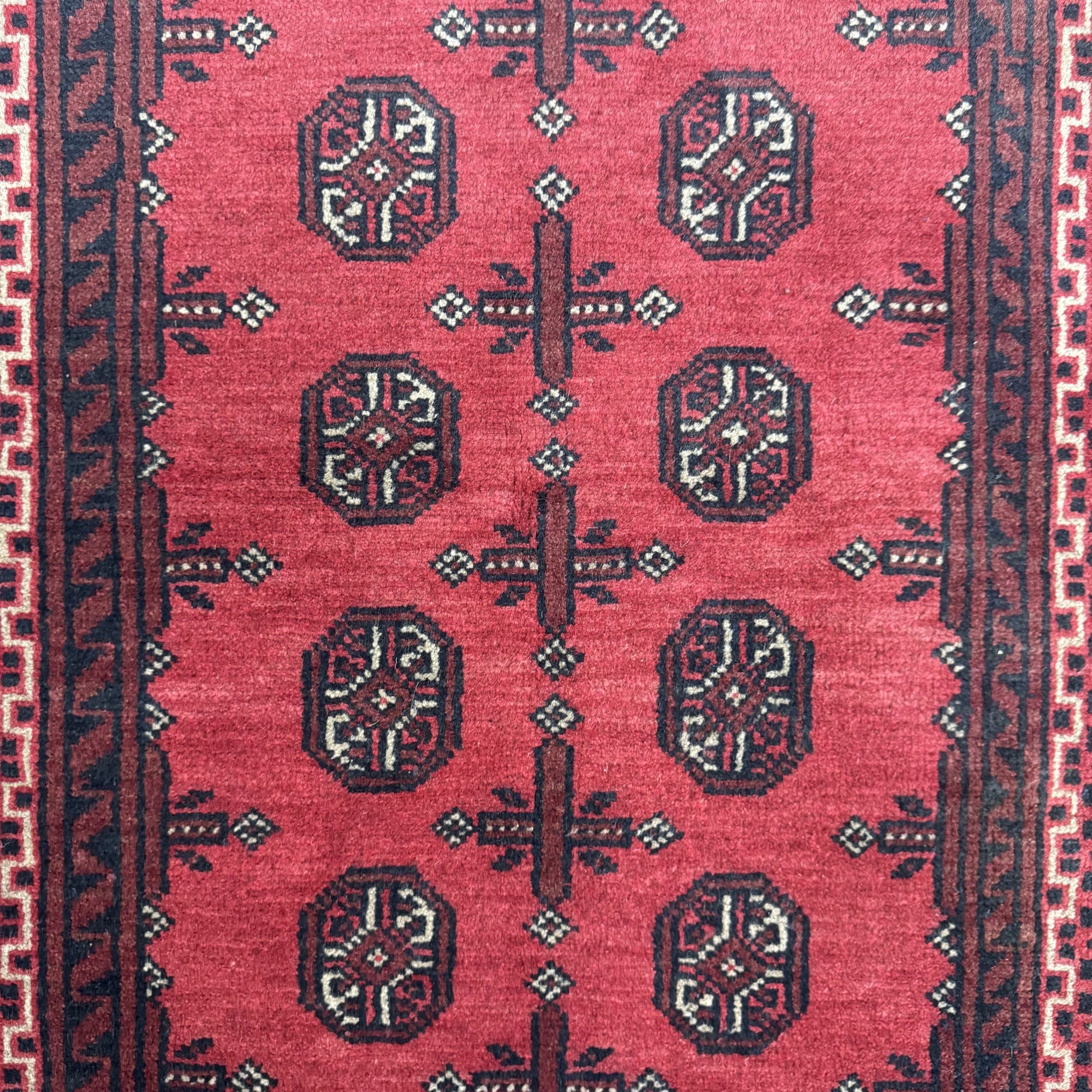 197 x 100 cm Hand-Knotted Afghan Bokhara Akche Rug