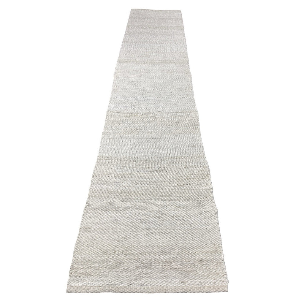 310 x 64 cm Handwoven Jute Runner Rug – Natural White Woven Texture