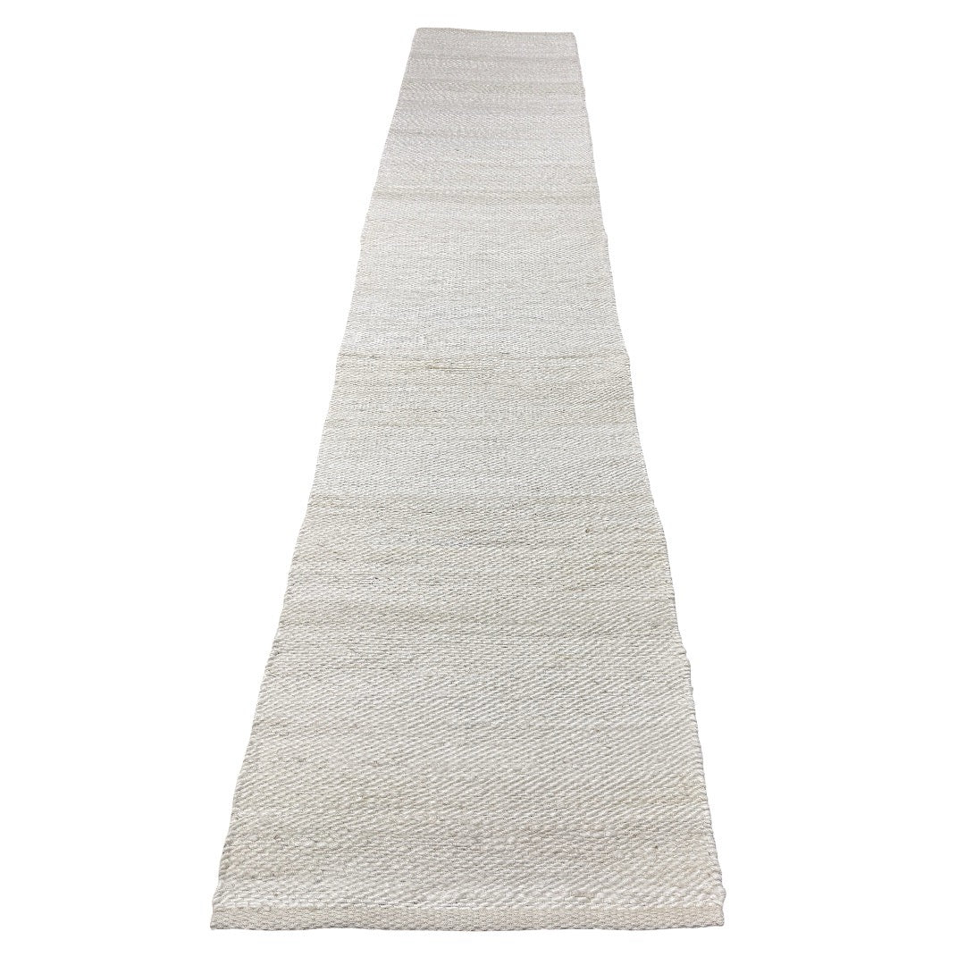 310 x 64 cm Handwoven Jute Runner Rug – Natural White Woven Texture