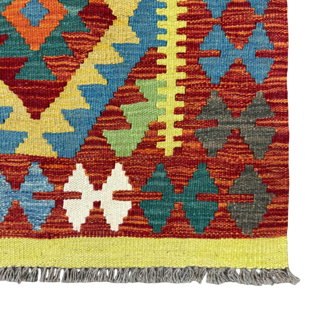 208 x 76 cm Hand Woven Afghan Kilim Chobi Runner Rug