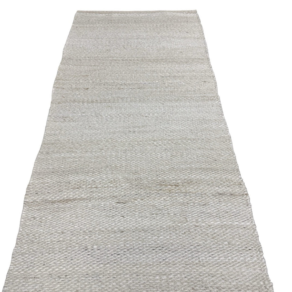310 x 64 cm Handwoven Jute Runner Rug – Natural White Woven Texture