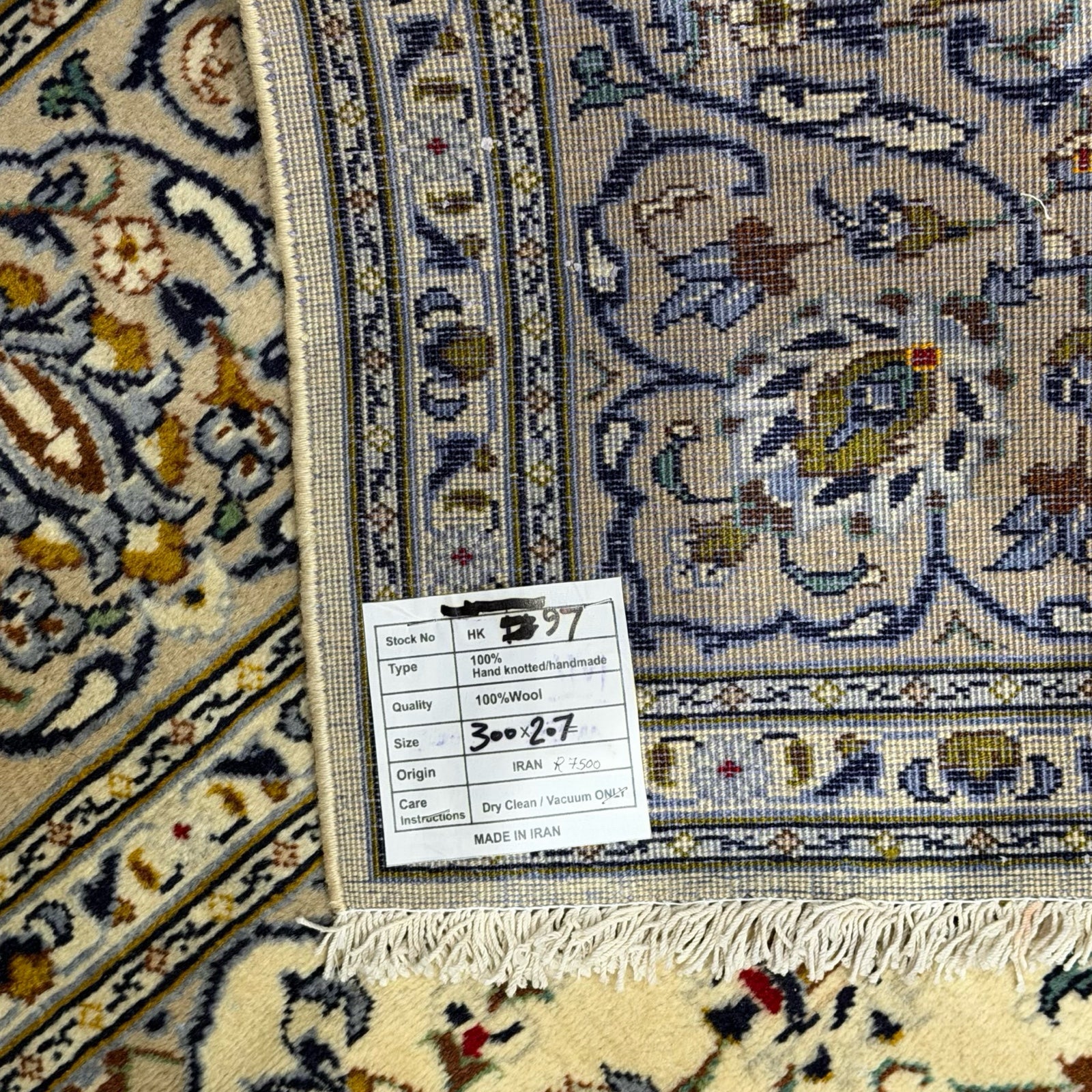 300 x 207 cm Hand-Knotted Persian Kashan Cream Rug