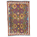 149 × 97 cm Hand-Woven Afghan Kilim Rug – Wool Flatweave