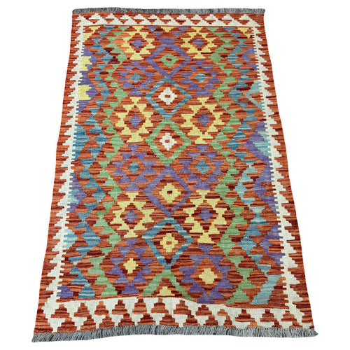 149 × 97 cm Hand-Woven Afghan Kilim Rug – Wool Flatweave