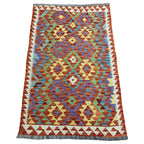 149 × 97 cm Hand-Woven Afghan Kilim Rug – Wool Flatweave