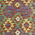 149 × 97 cm Hand-Woven Afghan Kilim Rug – Wool Flatweave