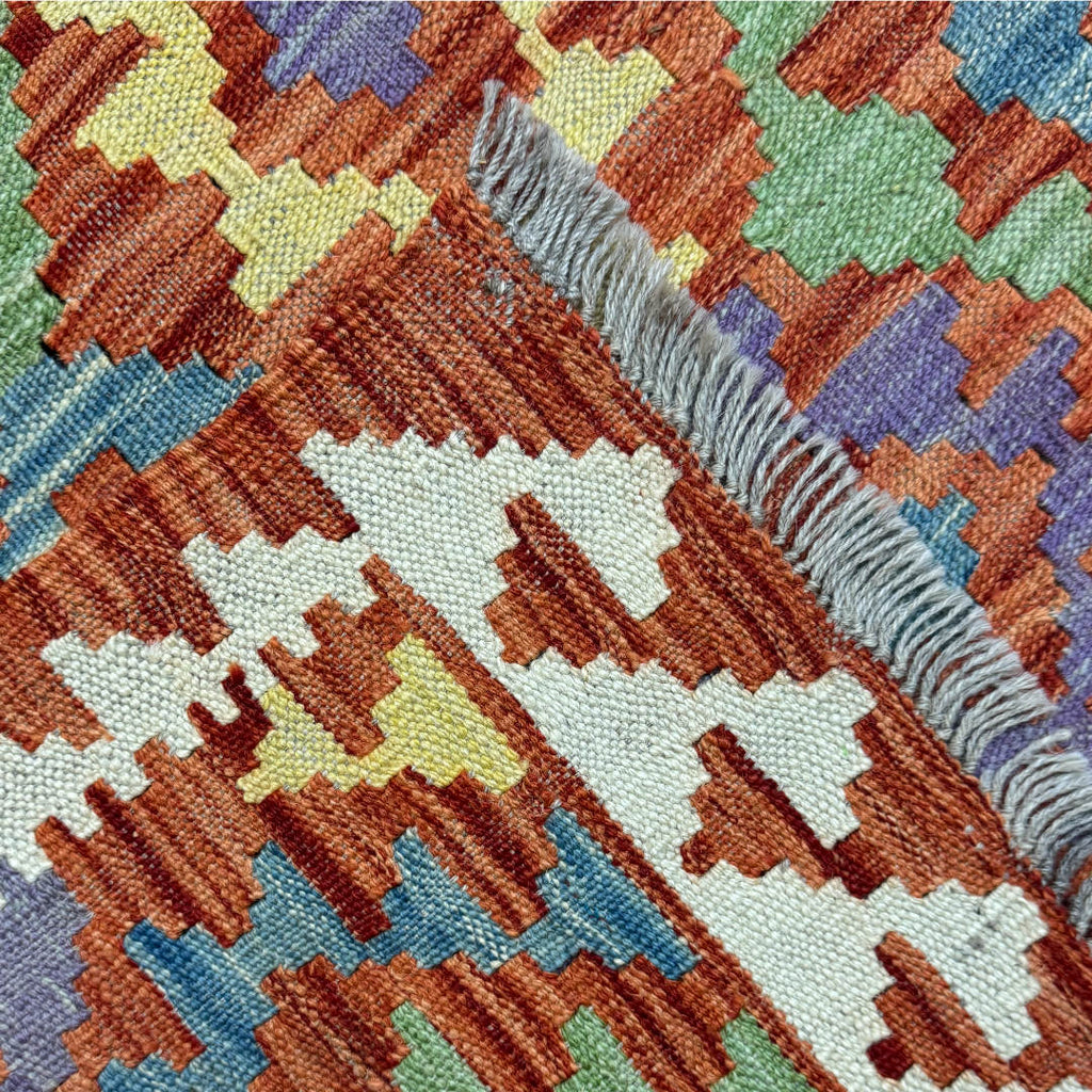 149 × 97 cm Hand-Woven Afghan Kilim Rug – Wool Flatweave
