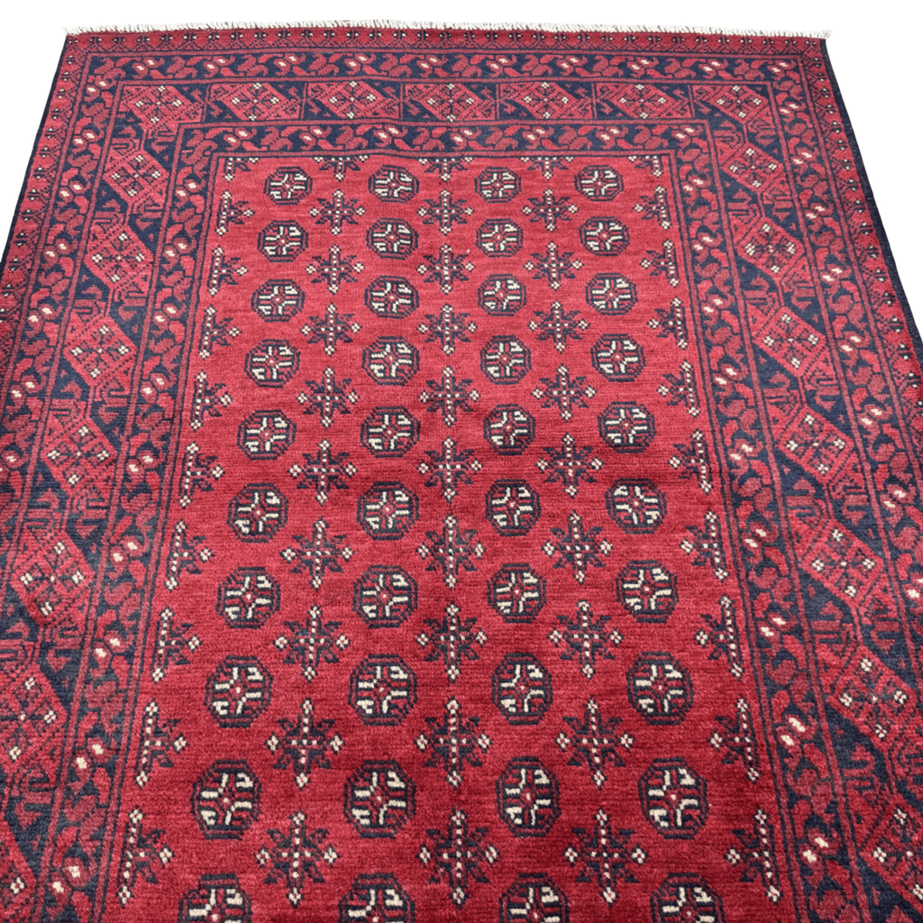196 x 147 cm Hand-Knotted Afghan Akche Red