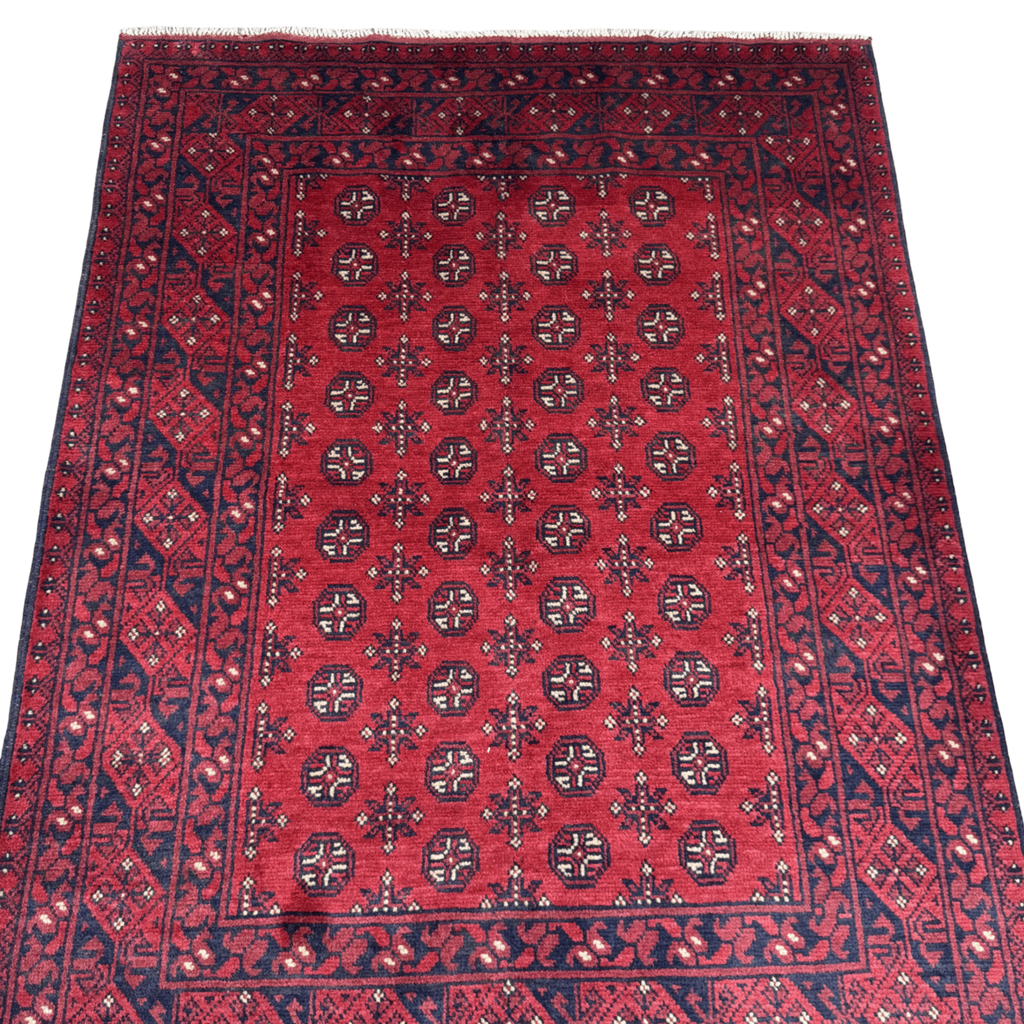 196 x 147 cm Hand-Knotted Afghan Akche Red
