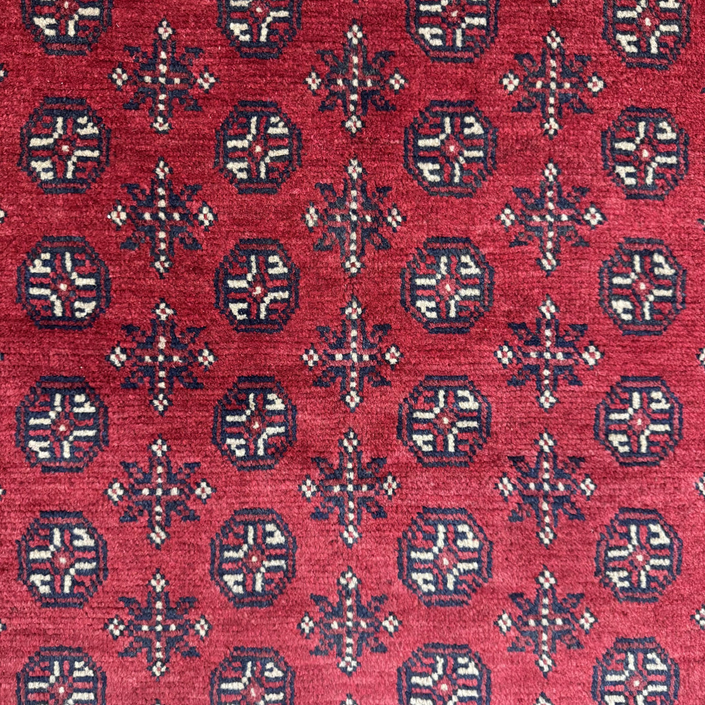 196 x 147 cm Hand-Knotted Afghan Akche Red
