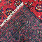196 x 174 cm Hand-Knotted Red Bokhara Afghan Akche – Wool Rug