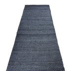 314 x 64 cm Handwoven Jute Runner Rug – Navy Woven Texture