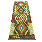 203 x 75 cm Hand-Woven Afghan Kilim Runner Rug – Wool Flatweave