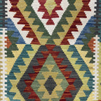 203 x 75 cm Hand-Woven Afghan Kilim Runner Rug – Wool Flatweave