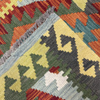 203 x 75 cm Hand-Woven Afghan Kilim Runner Rug – Wool Flatweave