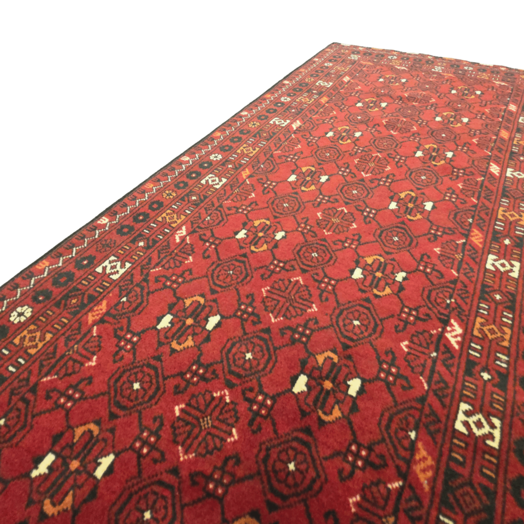 282 x 75 cm Fine Hand-Knotted Afghan Turkmen Red Runner Rug