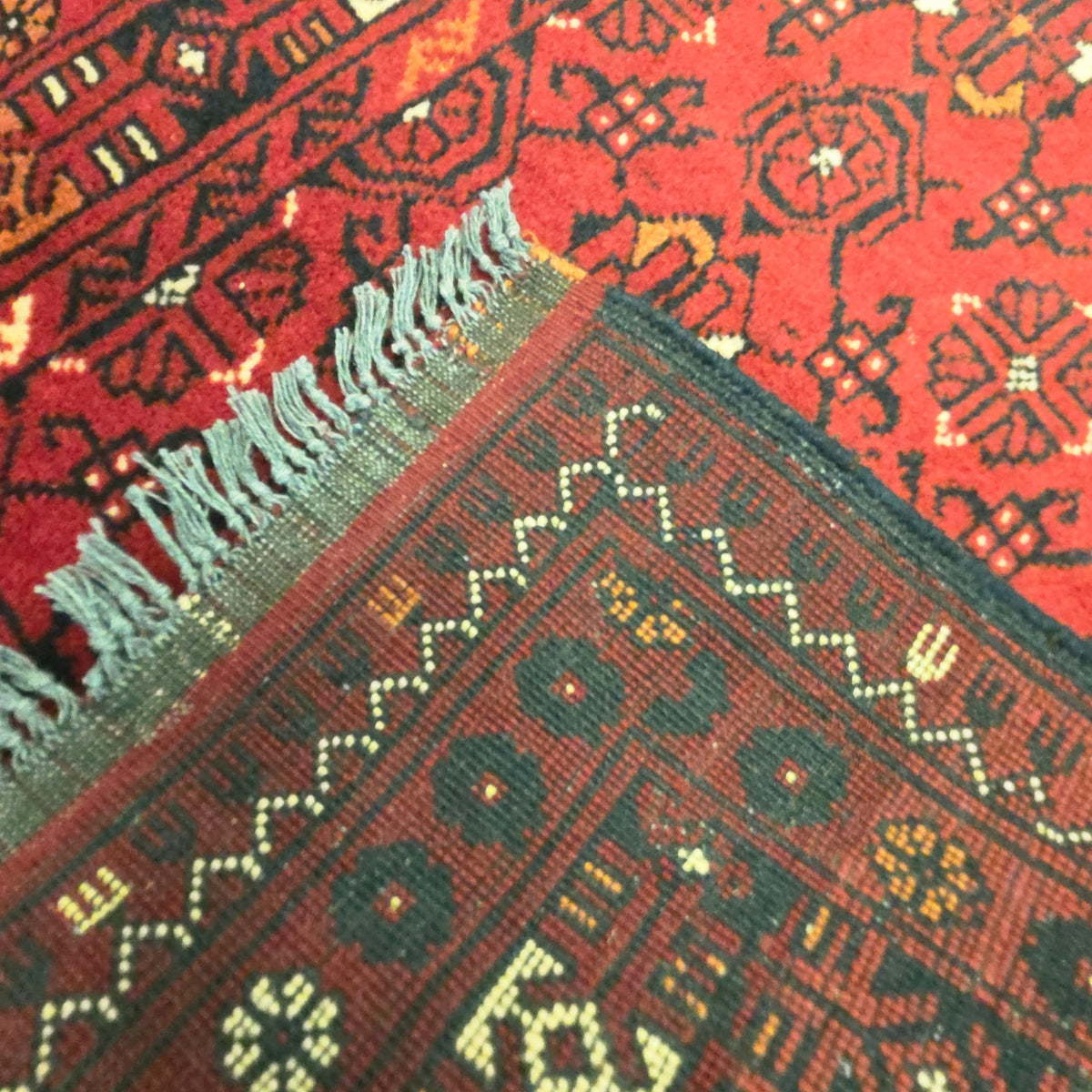 282 x 75 cm Fine Hand-Knotted Afghan Turkmen Red Runner Rug