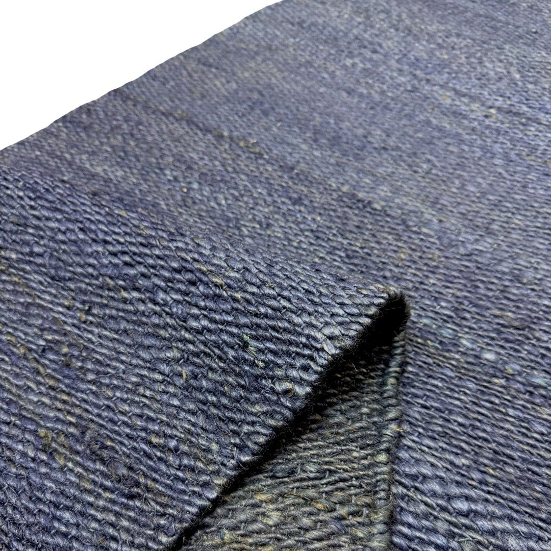 314 x 64 cm Handwoven Jute Runner Rug – Navy Woven Texture