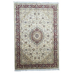 275 x 186 cm Hand-Knotted Vintage Persian Kashan Cream Wool Rug