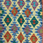 158 × 102 cm Hand-Woven Afghan Kilim Rug – Wool Flatweave