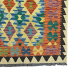 158 × 102 cm Hand-Woven Afghan Kilim Rug – Wool Flatweave