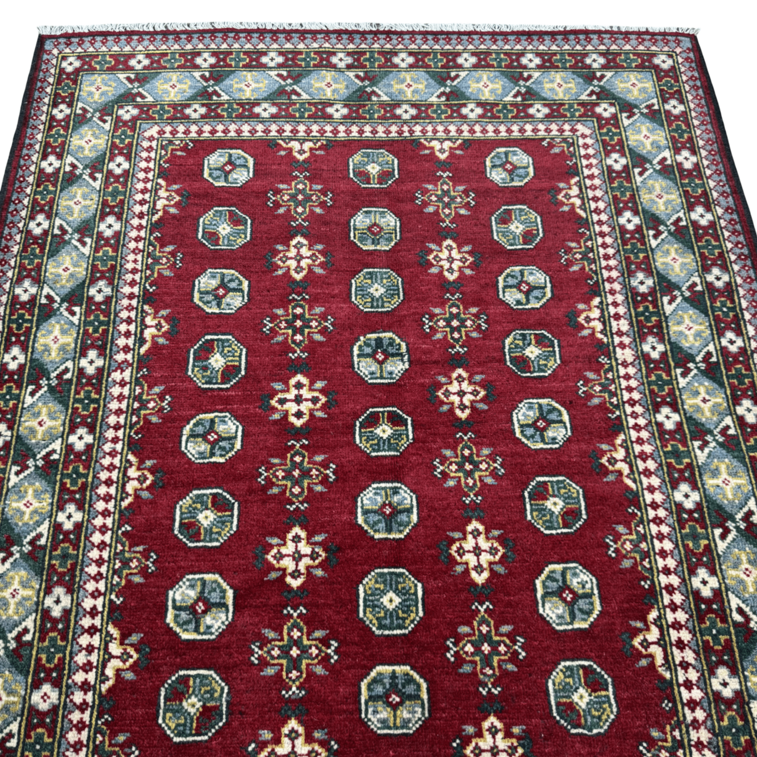 180 x 126 cm Hand-Knotted Afghan Akche Rug, Colorful