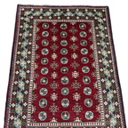 180 x 126 cm Hand-Knotted Afghan Akche Rug, Colorful