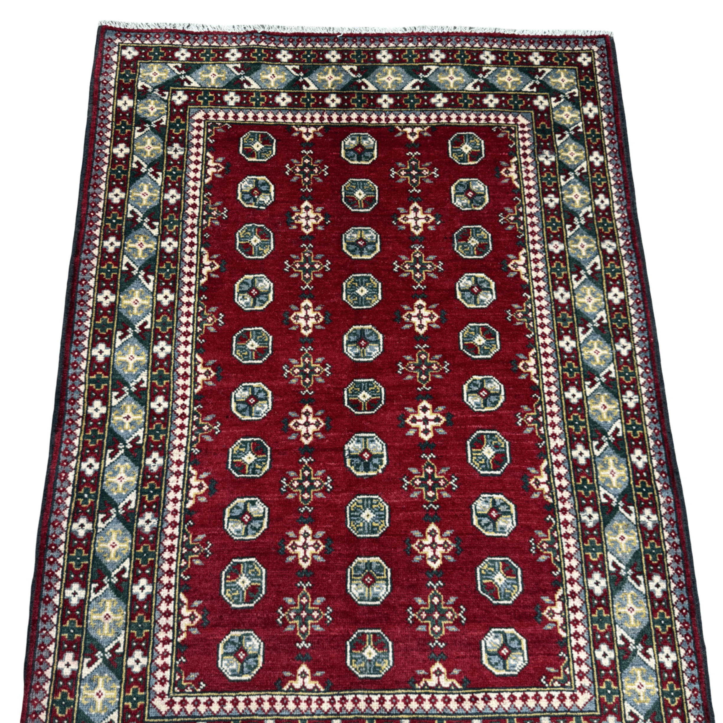 180 x 126 cm Hand-Knotted Afghan Akche Rug, Colorful