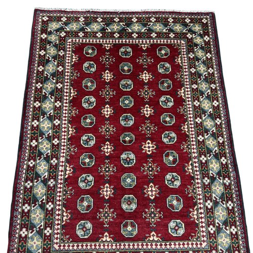 180 x 126 cm Hand-Knotted Afghan Akche Rug, Colorful