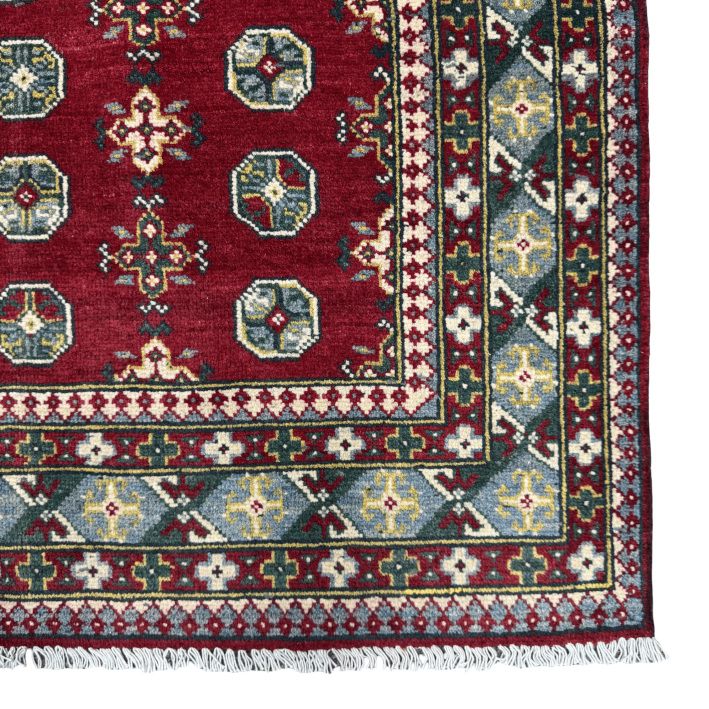 180 x 126 cm Hand-Knotted Afghan Akche Rug, Colorful