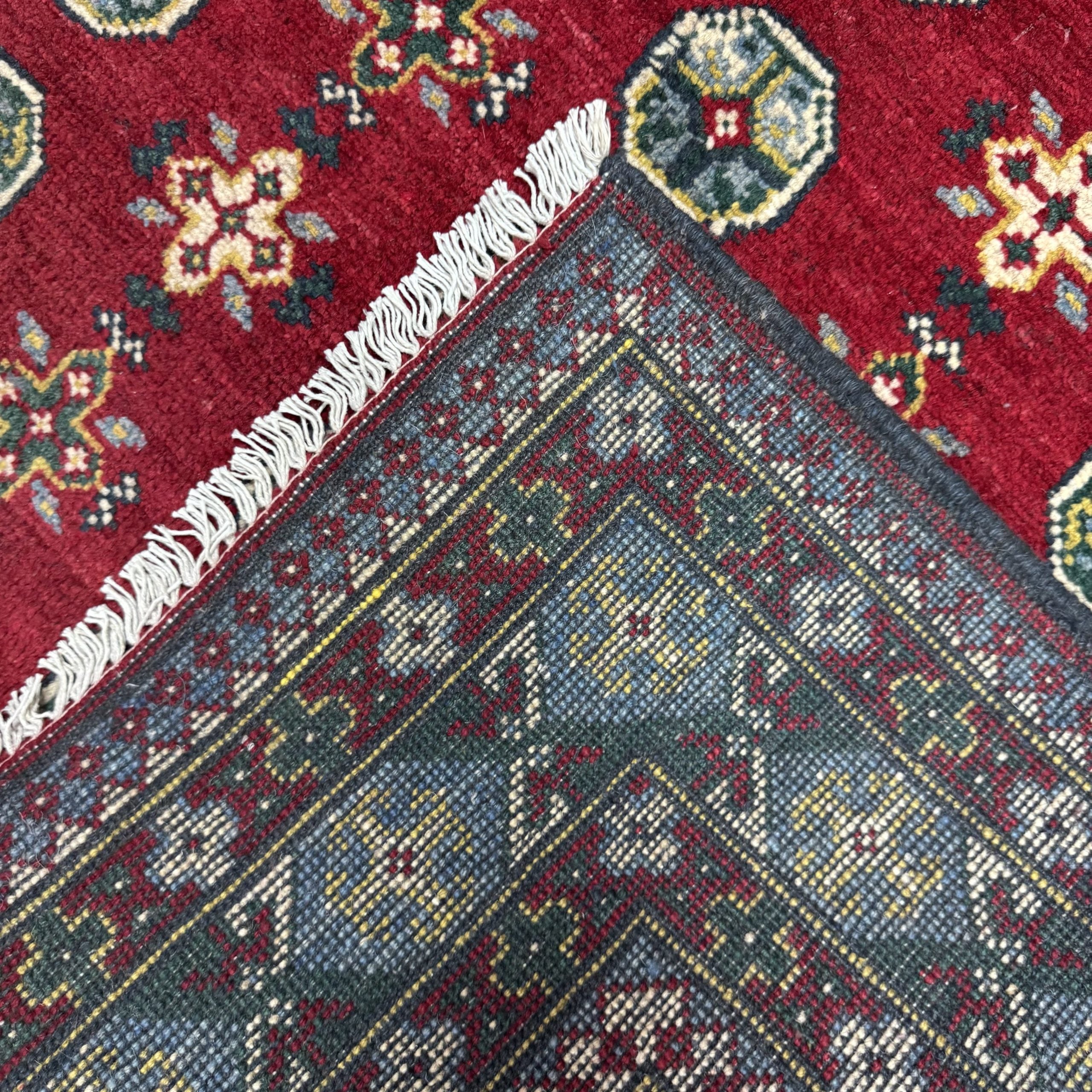 180 x 126 cm Hand-Knotted Afghan Akche Rug, Colorful