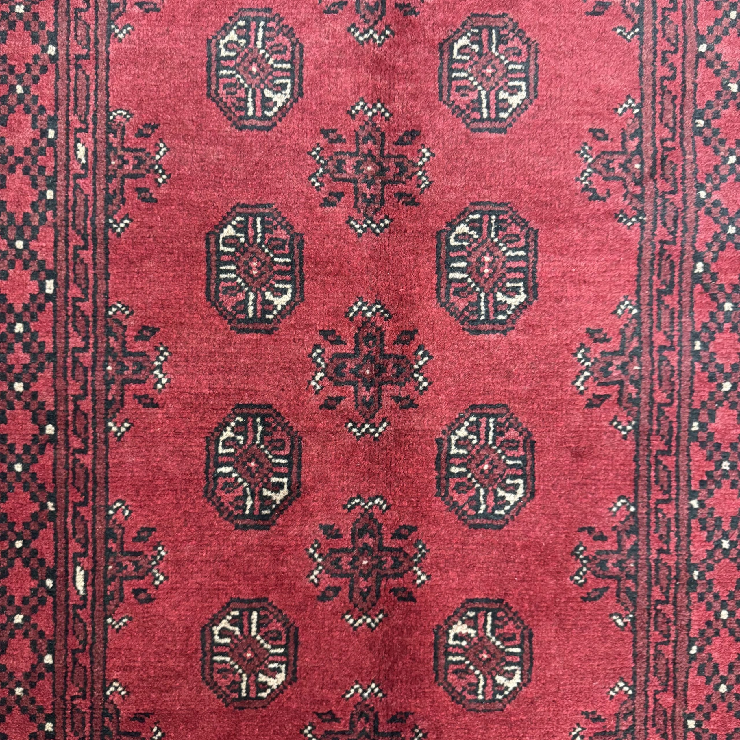 186 x 99 cm Hand-Knotted Afghan Bokhara Akche Rug