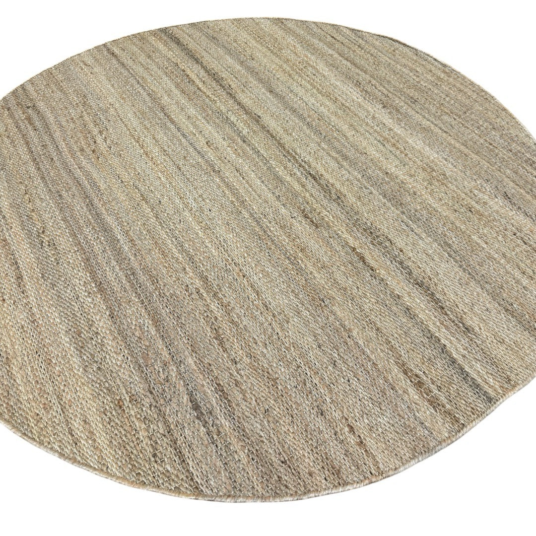 160 x 160 cm Handwoven Round Jute Rug – Natural