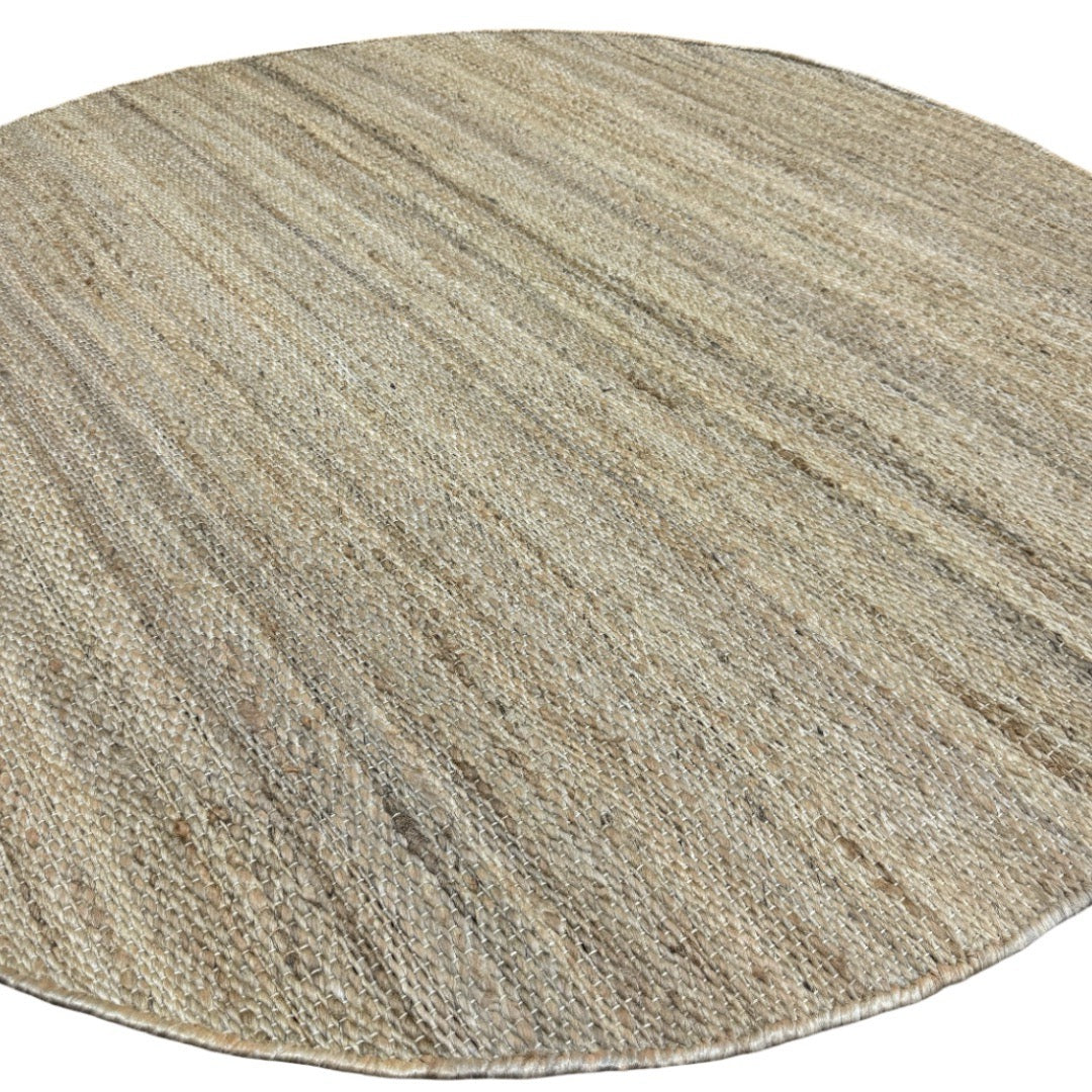 160 x 160 cm Handwoven Round Jute Rug – Natural