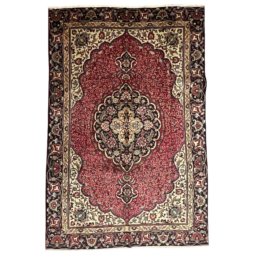 280 x 185 cm Hand-Knotted Persian Tabriz Wool Rug