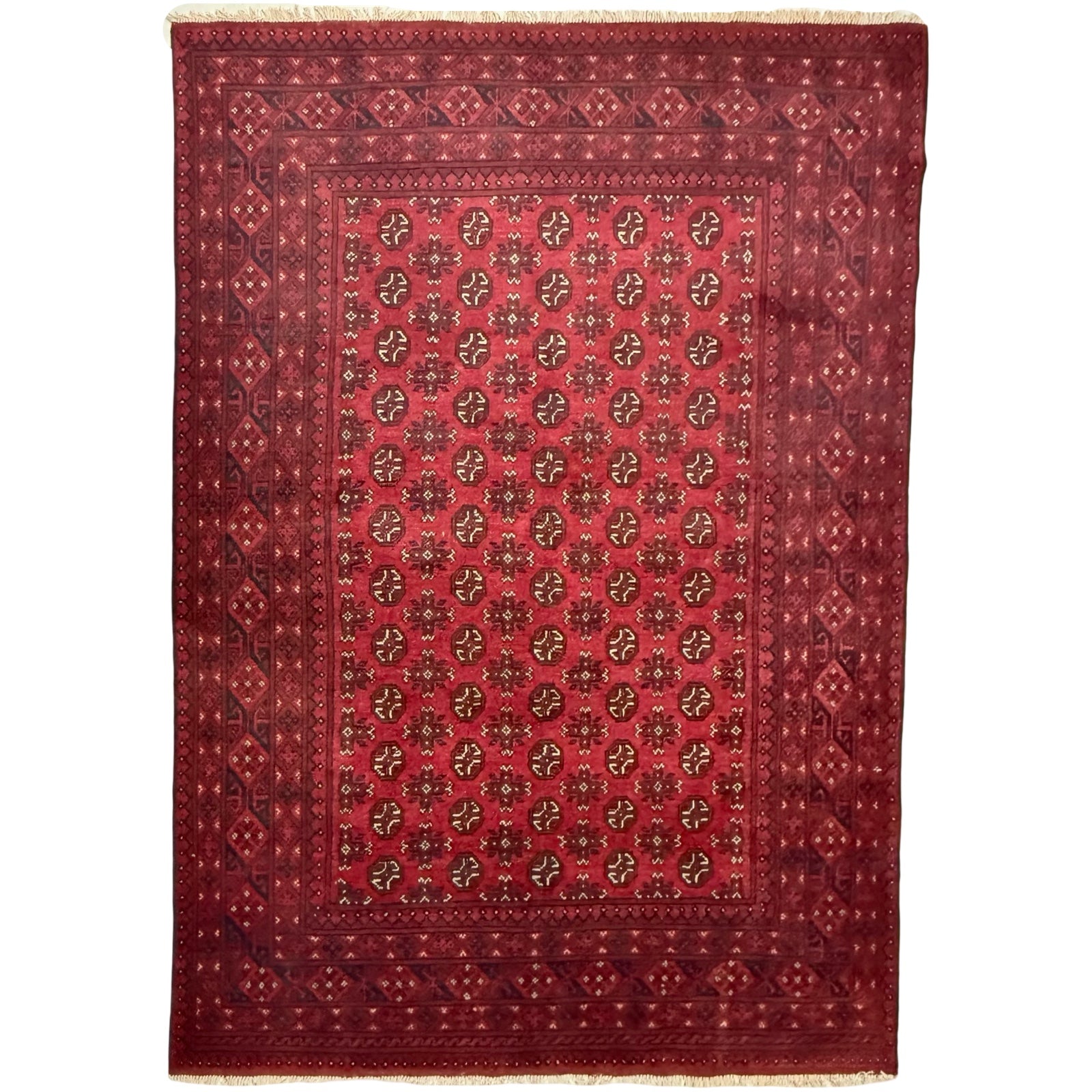 280 x 192 cm Hand-Knotted Afghan Akche Bokhara Rug