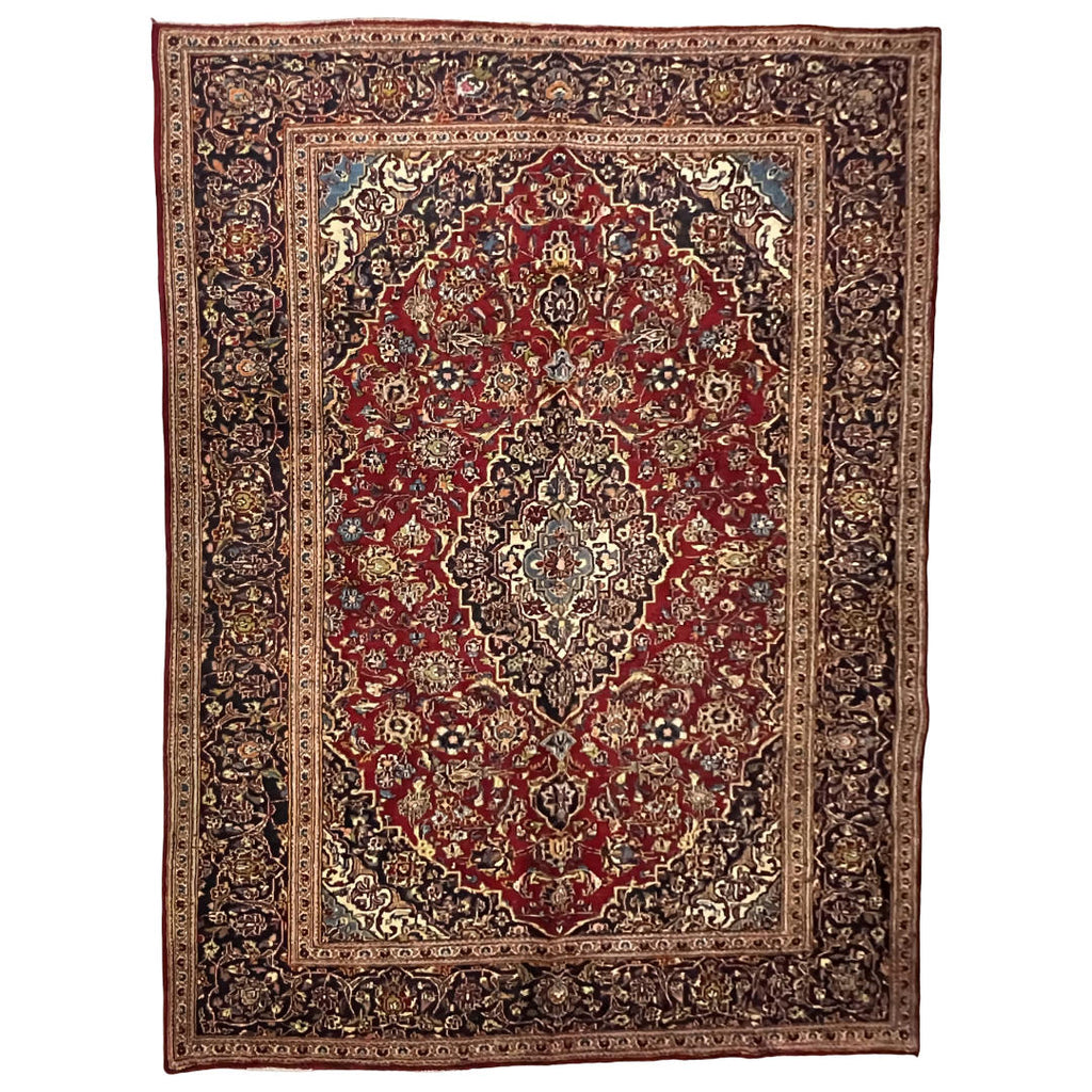 280 x 200 cm Hand-Knotted Persian Floral Mashad Wool Rug
