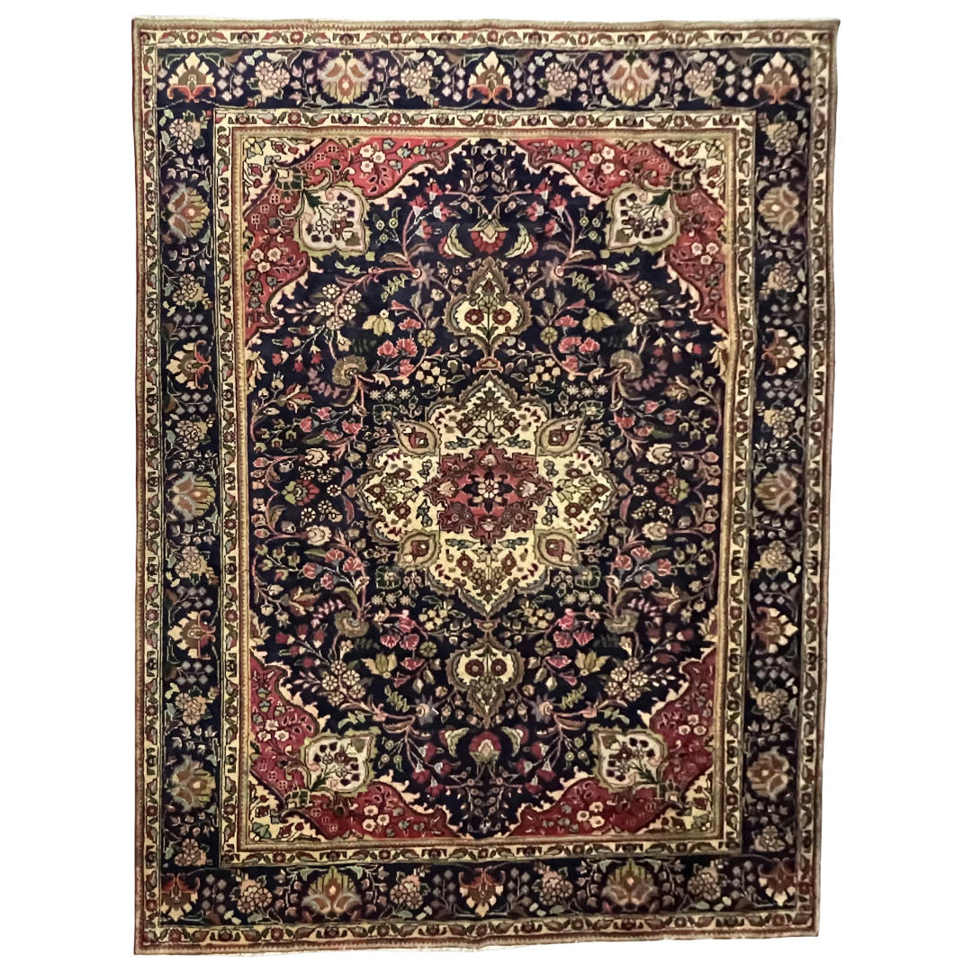 280 x 200 cm Hand-Knotted Persian Floral Kashan Wool Rug