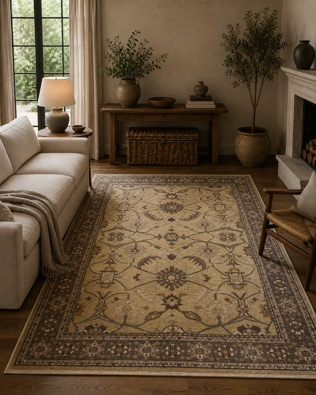 280 x 191 cm Hand-Knotted Soft Tone Afghan Chobi Wool Rug