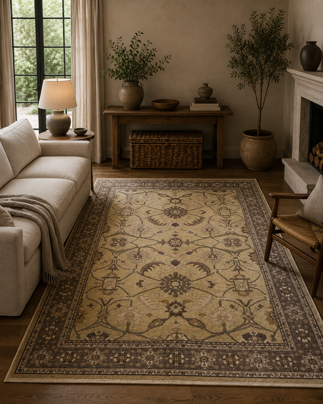 280 x 191 cm Hand-Knotted Soft Tone Afghan Chobi Wool Rug