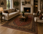 280 x 200 cm Hand-Knotted Persian Floral Mashad Wool Rug