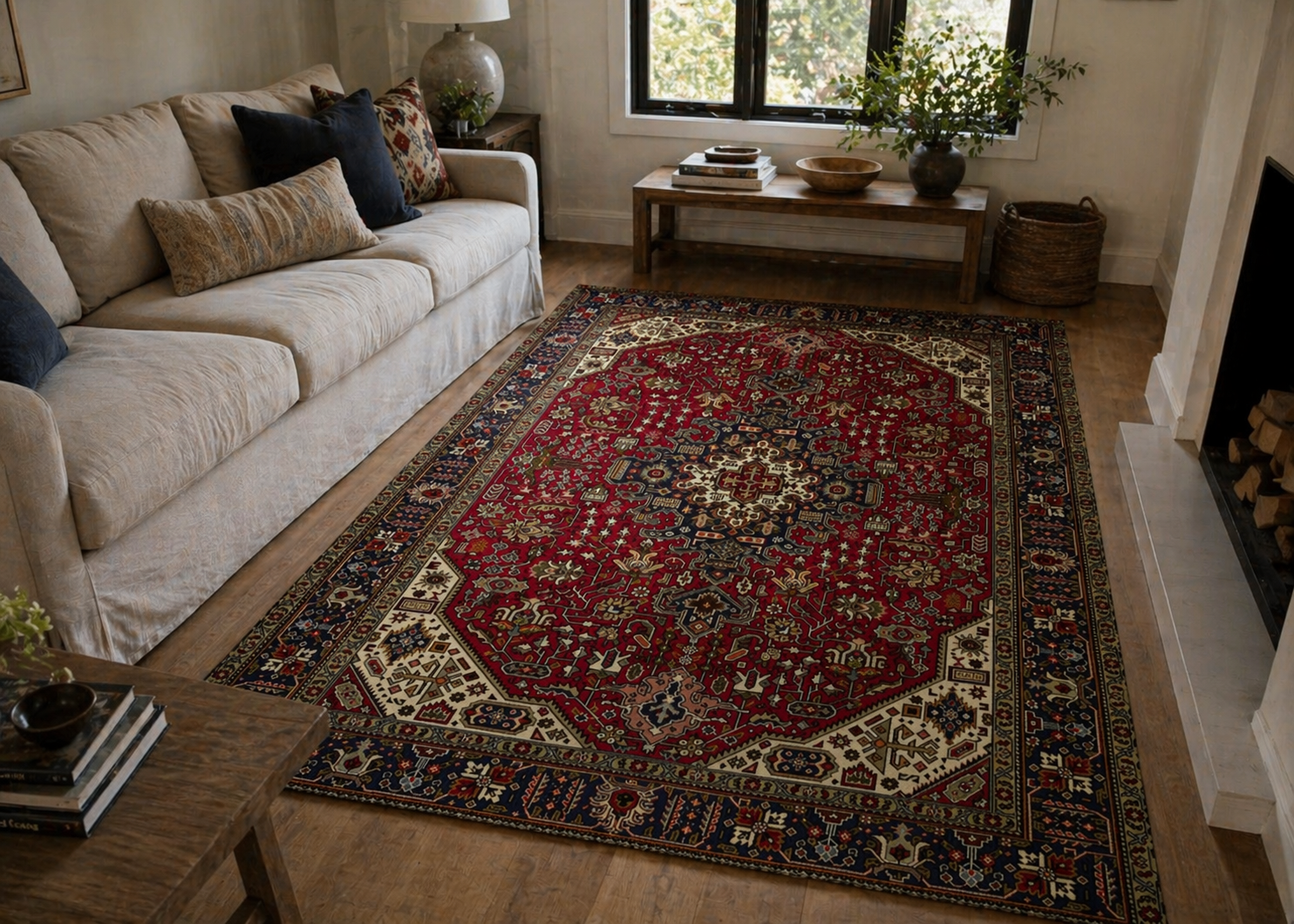 280 x 200 cm Hand-Knotted Persian Geometric Tabriz Rug