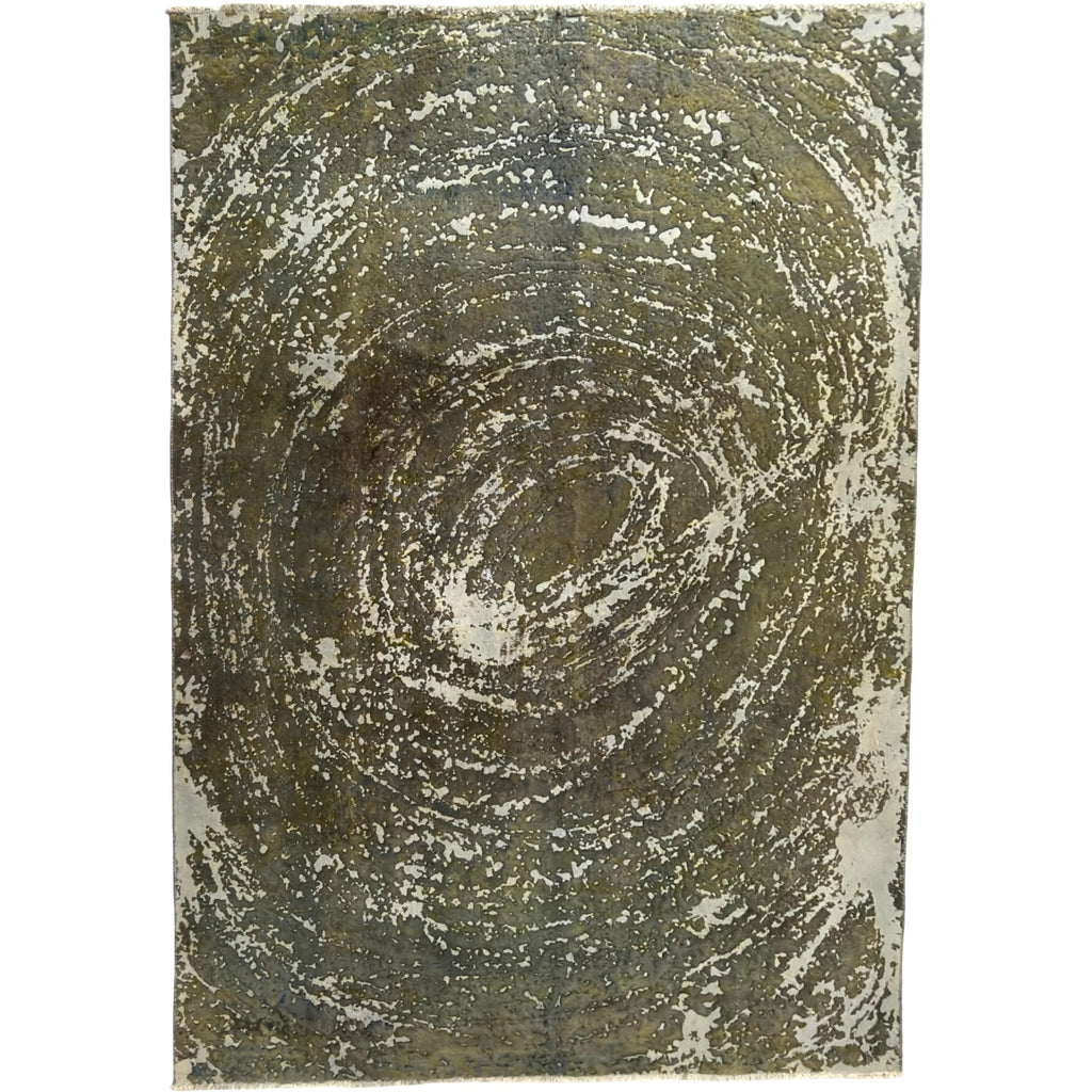 283 x 193 cm Hand-Knotted Ultra Vintage Olive Green Wool Rug