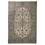285 x 190 cm Hand-Knotted Persian Cream Kashan Wool Rug